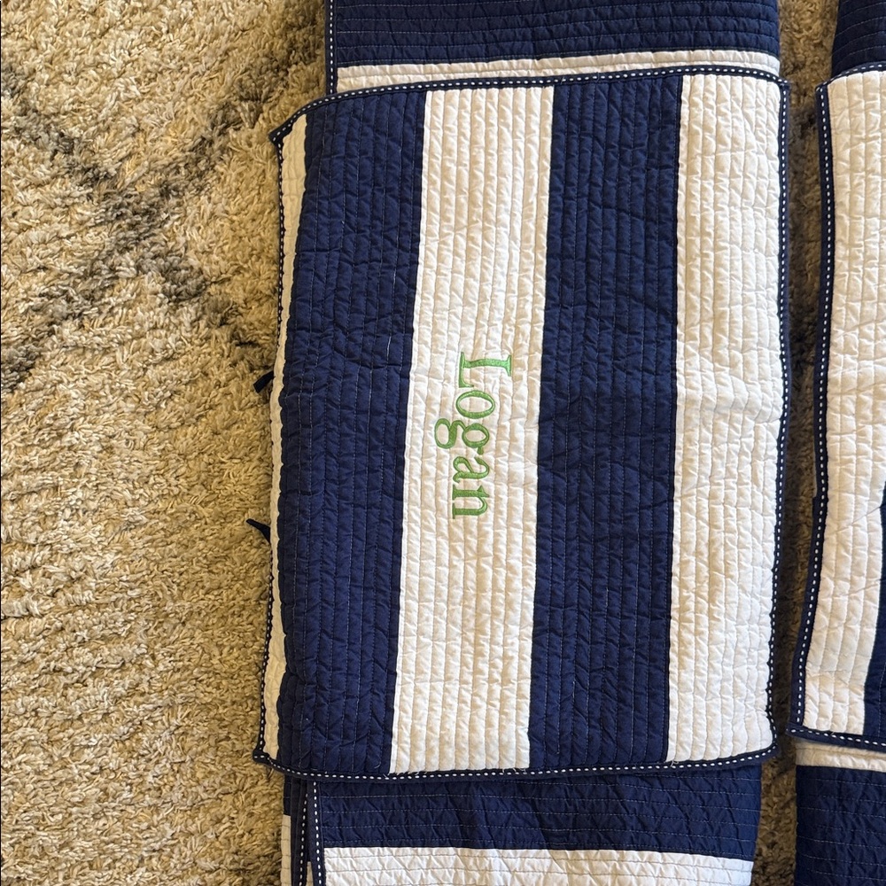Pottery, barn, kids Navy and White Striped Quilts - Picture 3 of 10